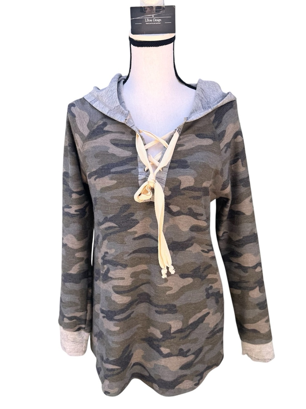 Camo Camouflage Lightweight Lace Up Hoodie NEW Size Medium